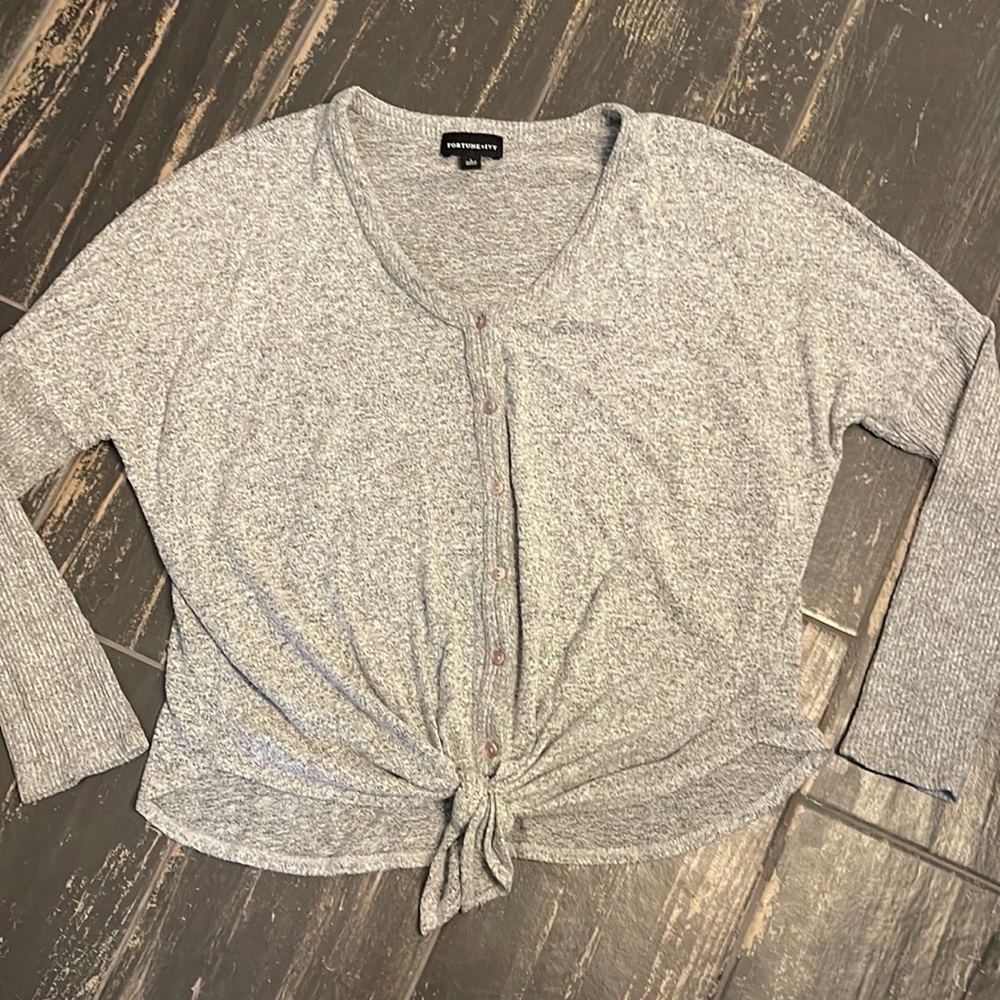 Tie Front Button Down Long Sleeve